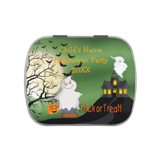 Halloween Boy Ghost Rectangle-Shaped Candy Tin