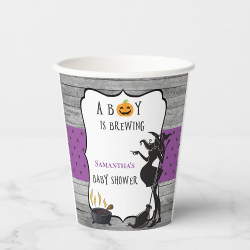 Halloween Boy is Brewing Witch Baby Shower  Paper Cups