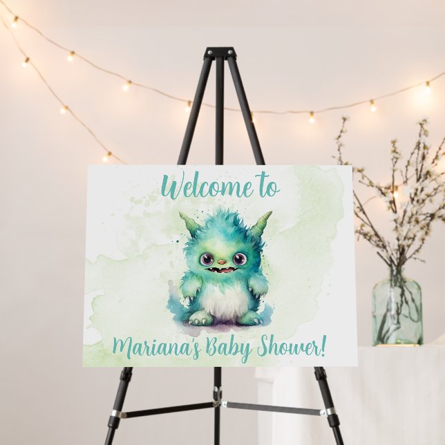 Halloween Boy Monster Baby Shower Welcome Foam Board (In Situ (Stand))