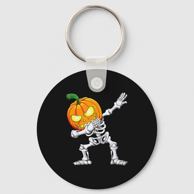 Halloween Boys Dabbing Skeleton Y Pumpkin Jack O L Keychain (Front)