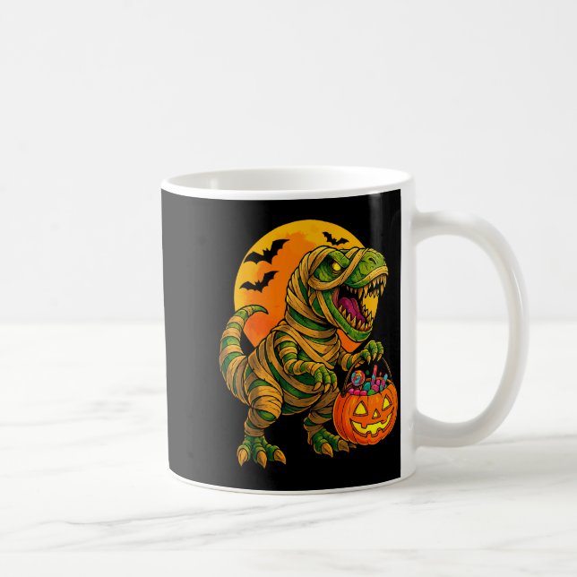 Halloween Boys Dinosaur Mummy T Rex Y Pumpkin Moon Coffee Mug (Right)