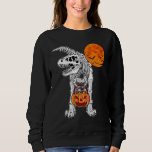 Halloween Boys Dinosaur Skeleton Rex Scary Pumpkin Sweatshirt