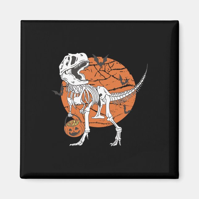Halloween Boys Dinosaur Skeleton T Rex Scary Pumpk Magnet (Front)