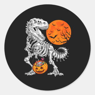 Halloween Boys Dinosaur Skeleton T Rex Y Pumpkin M Classic Round Sticker