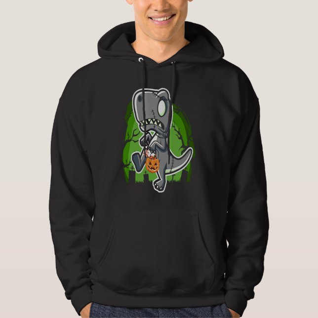 Halloween Boys Kids Dinsosaur Rex Pumpkin Hoodie (Front)