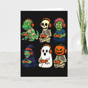 Halloween Boys Kids Gamer Dinosaur Skeleton Ghost Card