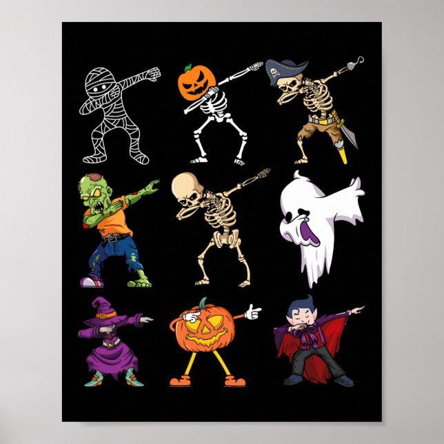 Halloween Boys Skeleton Zombie Scary Pumpkin Mummy Poster (Front)