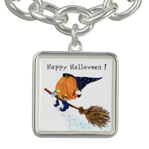 Halloween Bracelet Witch Pumpkin Flying Broom