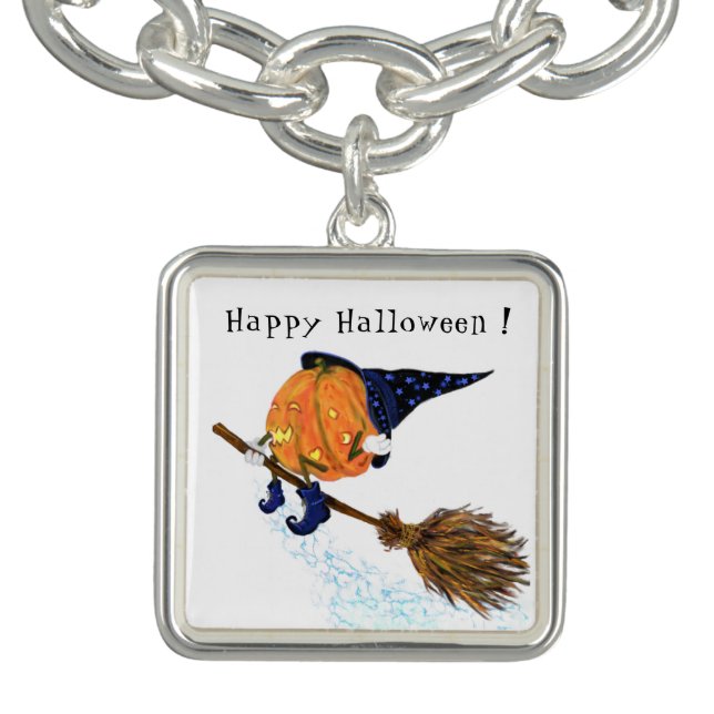 Halloween Bracelet Witch Pumpkin Flying Broom (Design)