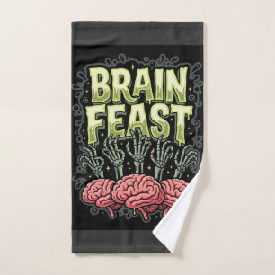 Halloween Brain Feast Zombie Hands Vector Design Hand Towel