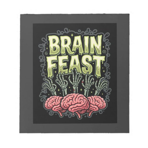 Halloween Brain Feast Zombie Hands Vector Design Notepad