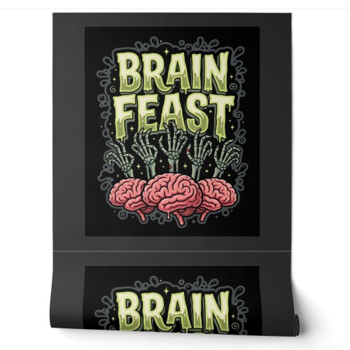Halloween Brain Feast Zombie Hands Vector Design Wallpaper