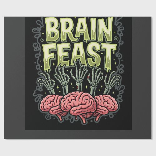 Halloween Brain Feast Zombie Hands Vector Design Wrapping Paper