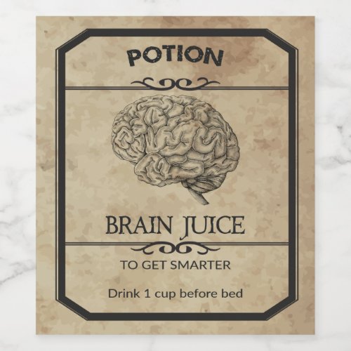 Halloween Brain Juice Apothecary Wine Label