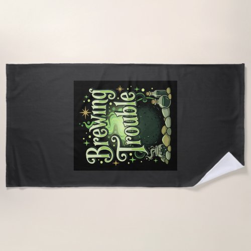 Halloween Brewing Trouble Witch Cauldron Potion De Beach Towel