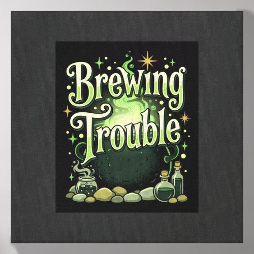 Halloween Brewing Trouble Witch Cauldron Potion De Canvas Photo Tile
