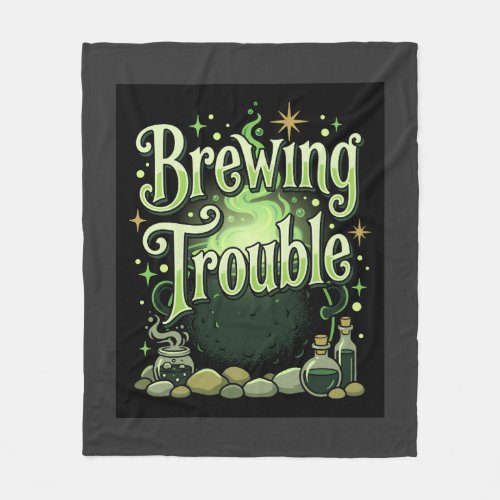 Halloween Brewing Trouble Witch Cauldron Potion De Fleece Blanket