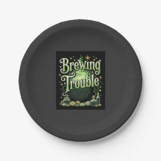 Halloween Brewing Trouble Witch Cauldron Potion De Paper Plates