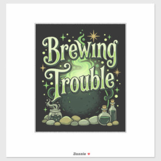 Halloween Brewing Trouble Witch Cauldron Potion De Sticker