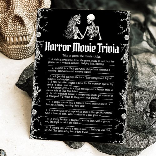 Halloween Bridal Shower Horror Movie Trivia Game Invitation