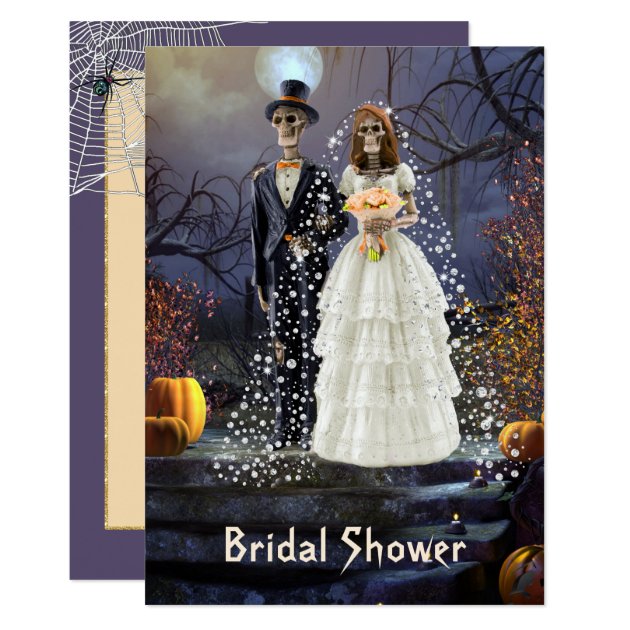 Halloween Bridal Shower Invitation With Skeletons