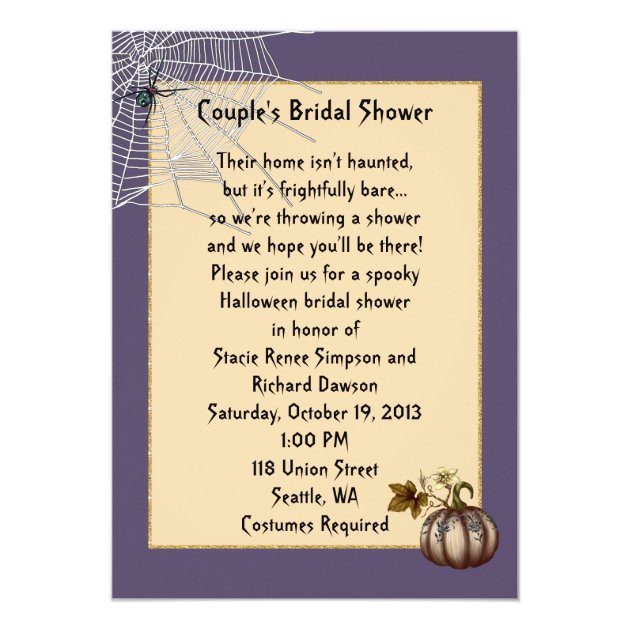 Halloween Bridal Shower Invitation With Skeletons