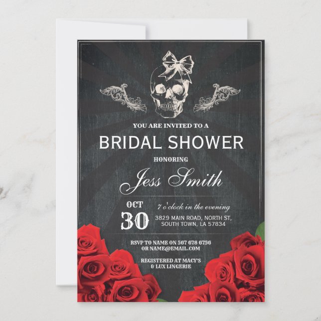 Halloween Bridal Shower Party Roses Flowers Invite (Front)