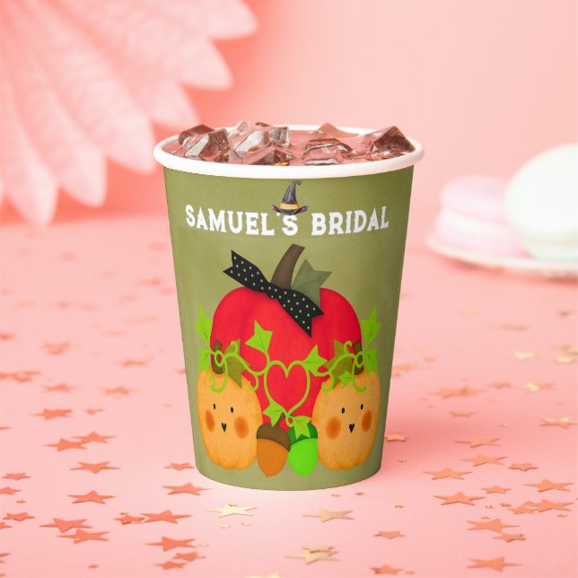 Halloween Bridal Shower Pumpkin Couple Paper Cup (Insitu)