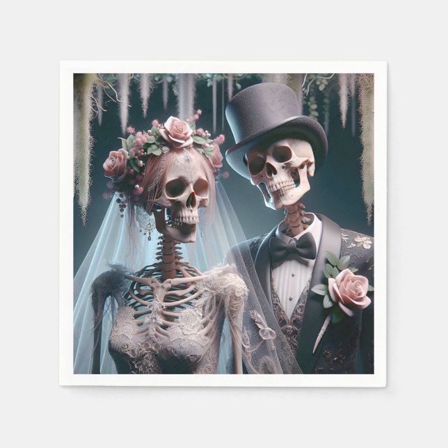Halloween Bride And Groom Napkins (Front)