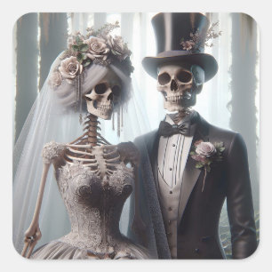 Halloween Bride And Groom Square Sticker