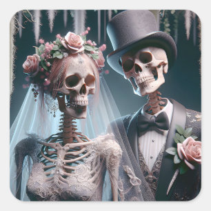 Halloween Bride And Groom Square Sticker