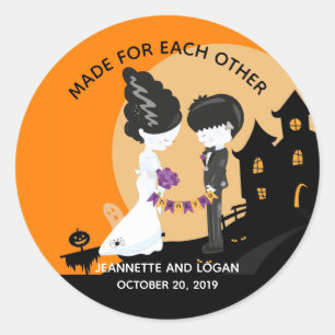 Halloween Bride Frankenstein Wedding Thank you  Cl Classic Round Sticker
