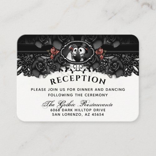 Halloween Bride  Groom Wed Skeletons Reception En Enclosure Card