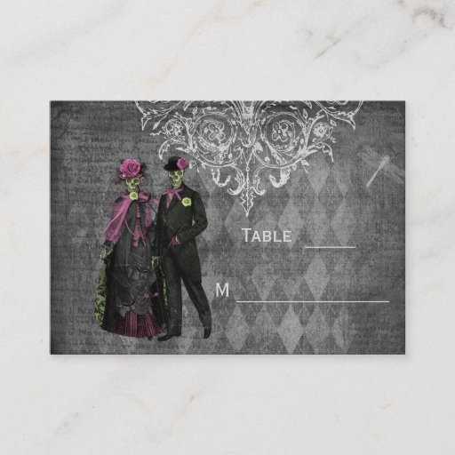 Customizable Halloween Bride &amp; Groom Wedding Guest Place Cards Business Card Templates