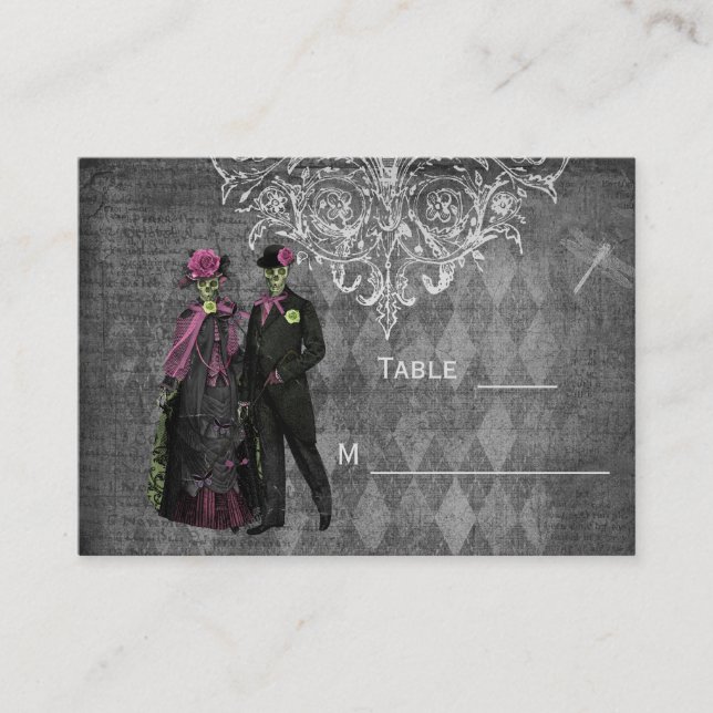 Halloween Bride & Groom Wedding Guest Place Cards (Front)