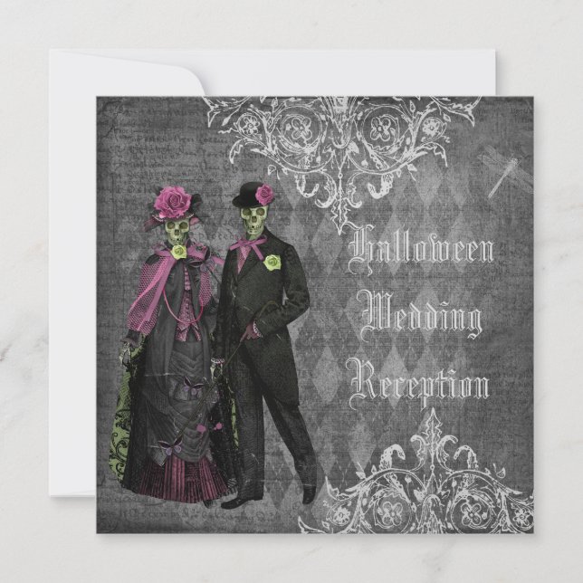 Halloween Bride & Groom Wedding Reception Only Invitation (Front)