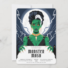 Halloween Bride of Frankenstein Monster Bash Invitation