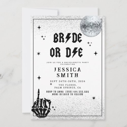 Halloween Bride or Die Bachelorette Invitation