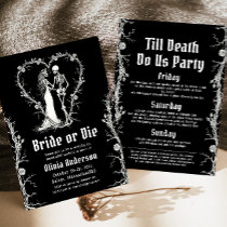 Halloween Bride or Die Skeleton Bachelorette Party Invitation