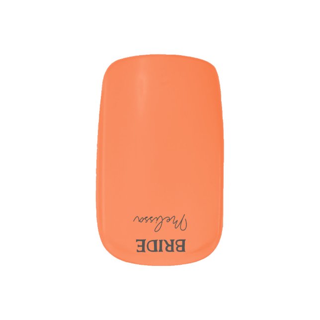 Halloween Bride To Be | Name Orange Minx Nail Art (Left Thumb)