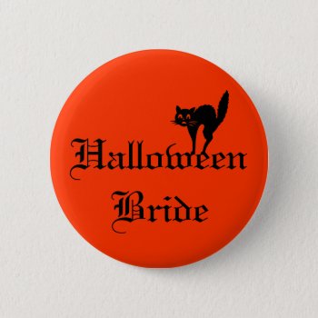 Halloween Bride With Black Cat Button by Love_Letters at Zazzle