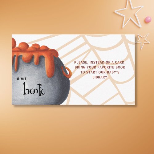 Halloween Bring a Book Cauldron Baby Shower Enclosure Card