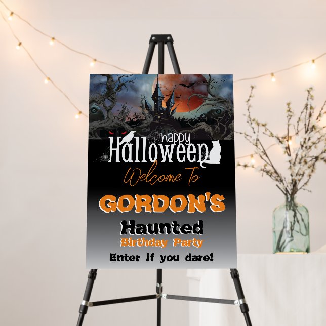Halloween Brithday Party Welcome Foam Board sign (In Situ (Stand))