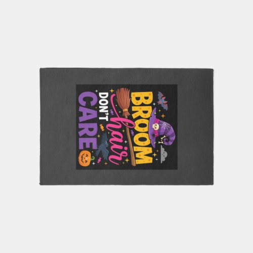 Halloween Broom Hair Don't Care Witch Quote Rug