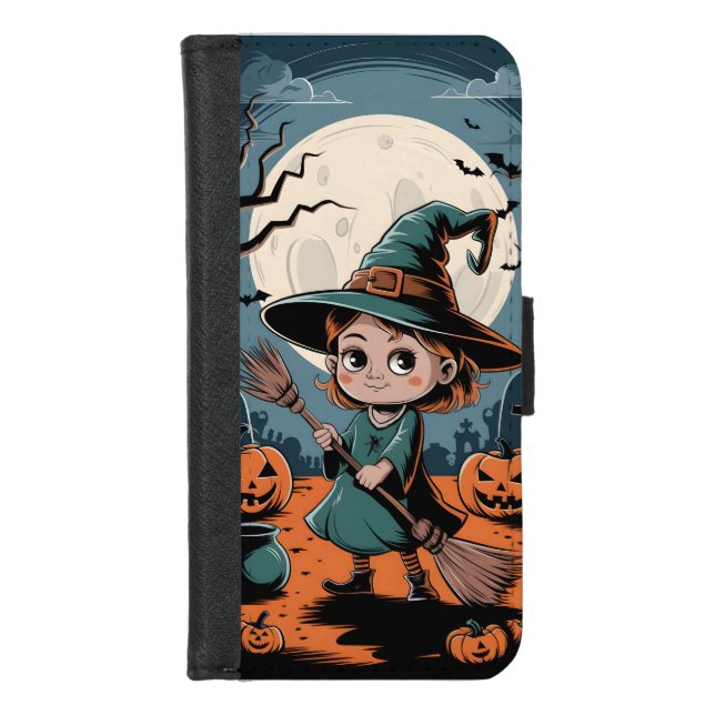 Halloween - broom witch iPhone wallet case (Front)