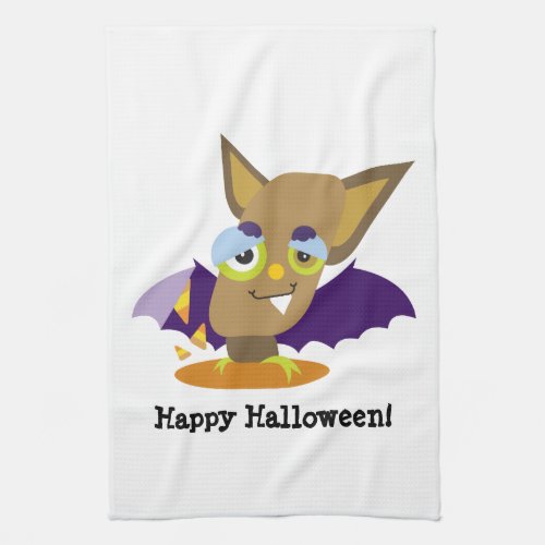 Halloween Brown Bat Kawaii Cartoon Kitchen Towel