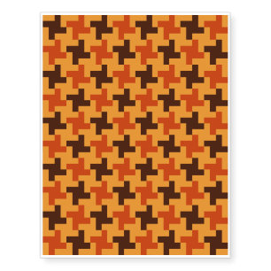 Halloween Brown Bricks Pattern on Yellow Temporary Tattoos