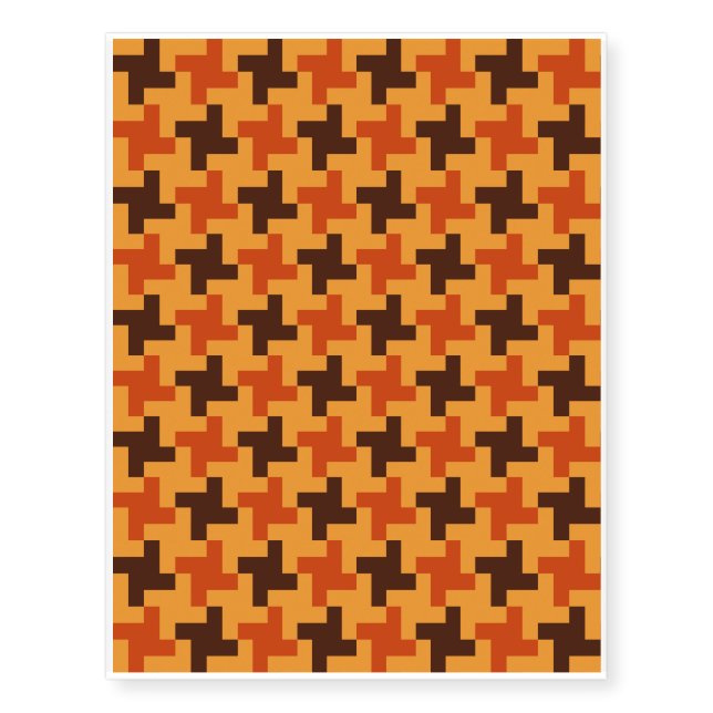 Halloween Brown Bricks Pattern on Yellow Temporary Tattoos (Front)