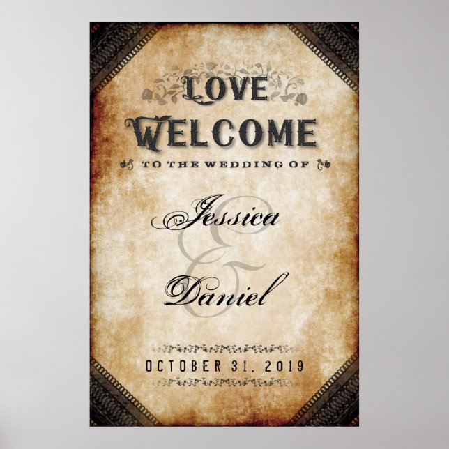Halloween Brown Gothic 24x36 Welcome to Wedding Poster (Front)