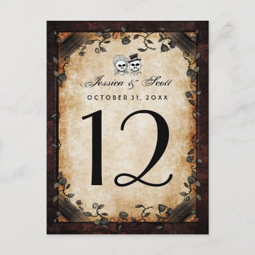 Halloween Brown Gothic Matching Table Number Cards